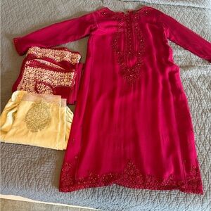 Elegant Maroon Embroidered Women's Formal Dress
